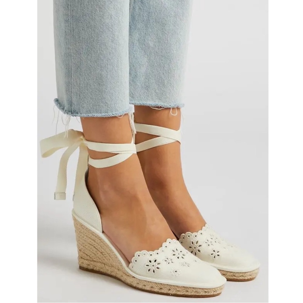Veronica Beard Soleil 80 Off-White Canvas Espadrille Wedges
